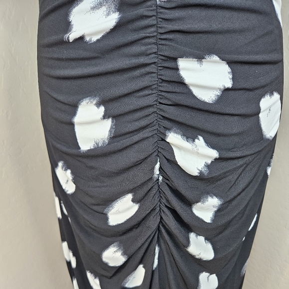 11. Honore' Lauryn Womens Black & White Painterly Dot Midi Dress Sz 0=10-12 - Picture 7 of 16